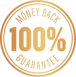 100 percent money back guarantee badge for Liv Pure supplement risk free purchase assurance